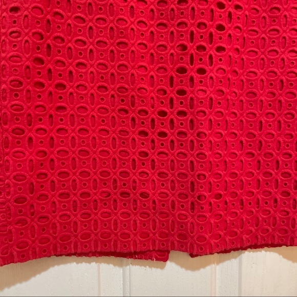 J.CREW Pencil Skirt Exploded Eyelet Watermelon Red Pink No.2 Pencil Size 0 XS - Picture 4 of 8